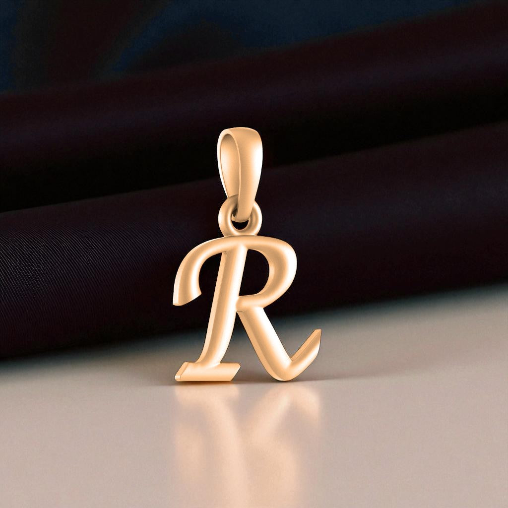 22 CT Gold Plated Silver (92.5% purity) Precious Name Alphabet Pendant by Akshat Sapphire For Kids And Girls