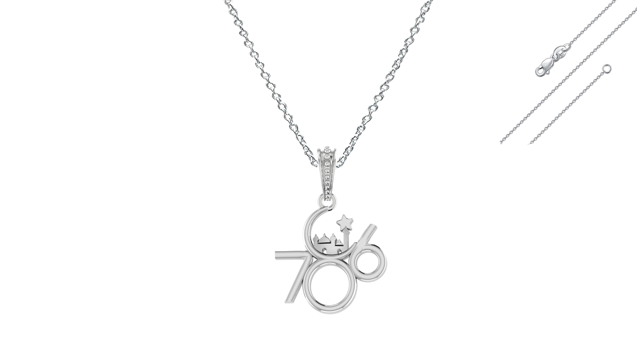 Religious and lucky 786 Chain Pendant (Pendant with Anchor Chain-22 inches) for Men and women Pure Silver Muslim spiritual 786 Chain Locket for Good Luck, Health & Wealth Akshat Sapphire