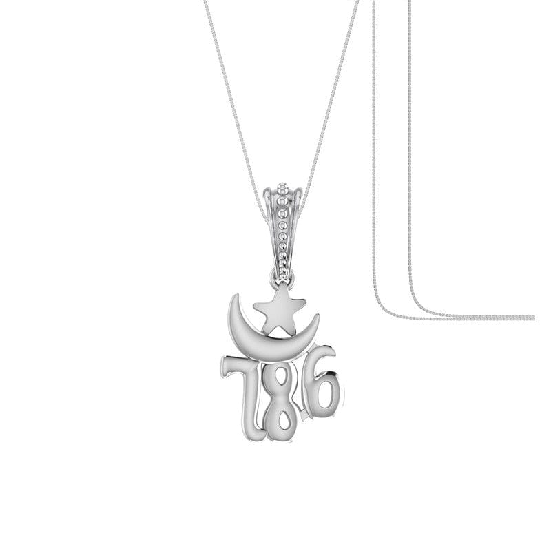 Religious and lucky 786 Chain Pendant (Pendant with Box Chain) for Men and women Pure Silver Muslim spiritual 786 Chain Locket for Good Luck, Health & Wealth Akshat Sapphire
