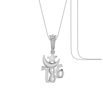 Religious and lucky 786 Chain Pendant (Pendant with Snake Chain) for Men and women Pure Silver Muslim spiritual 786 Chain Locket for Good Luck, Health & Wealth Akshat Sapphire