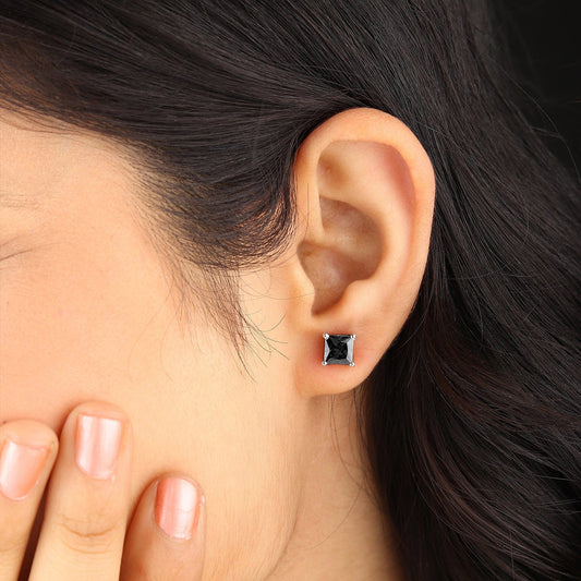 Sterling Silver Stud Earrings for Women by Akshat Sapphire 92.5 Silver Rhodium Plated S10005