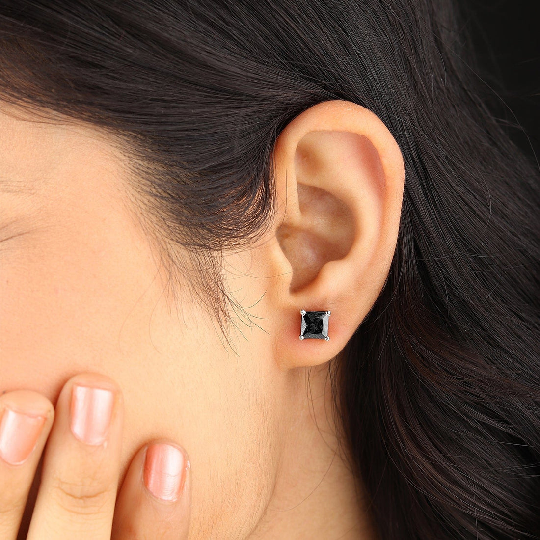 Sterling Silver Stud Earrings for Women by Akshat Sapphire 92.5 Silver Rhodium Plated S10005