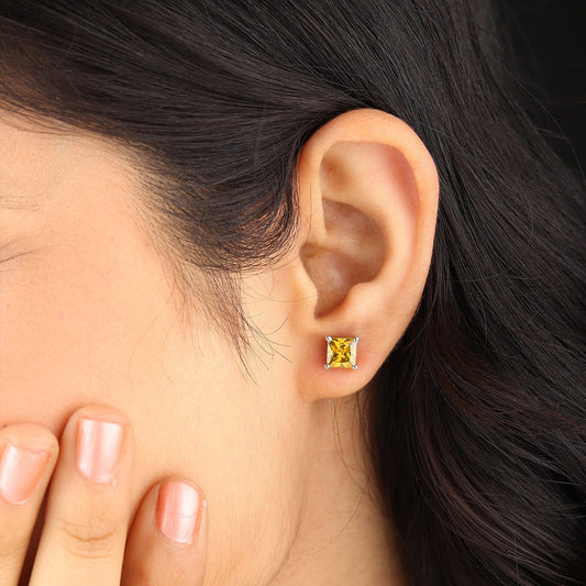 Sterling Silver Stud Earrings for Women by Akshat Sapphire 92.5 Silver Rhodium Plated S10006