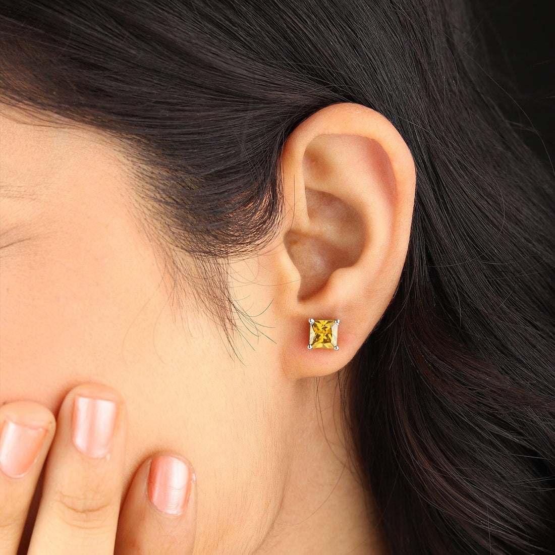 Sterling Silver Stud Earrings for Women by Akshat Sapphire 92.5 Silver Rhodium Plated S10006
