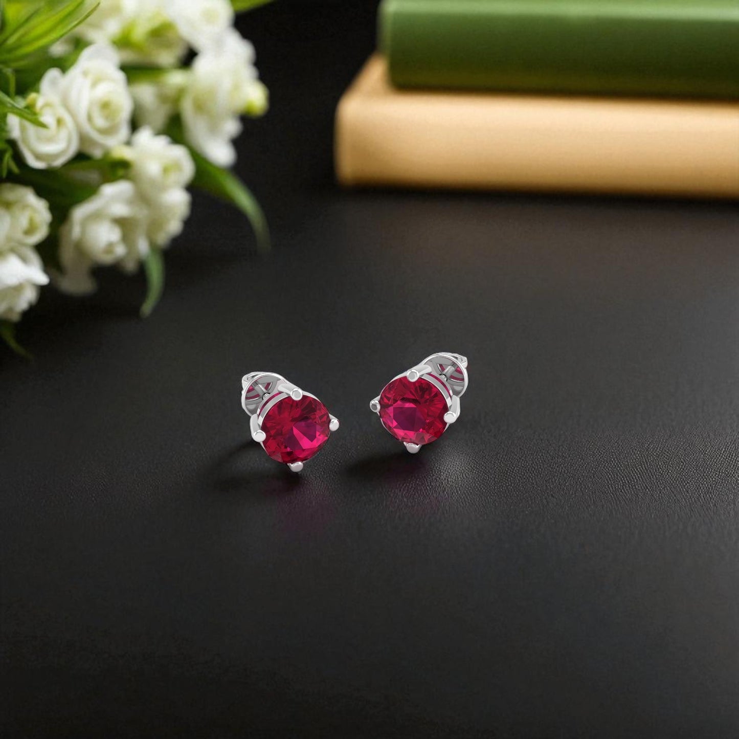 Pure Sterling Silver (92.5% purity)Precious, Beautiful and Designer Stud Earrings with cubic zirconia (AD) stones for Girls and Women