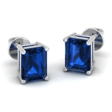 Akshat Sapphire Sterling Silver (92.5% purity) Precious Stud Earrings for Girls and Women Pure Silver Beautiful and Designer studs earring with cubic zirconia (AD) stones (8mm × 6mm)