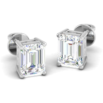 Akshat Sapphire Sterling Silver (92.5% purity) Precious Stud Earrings for Girls and Women Pure Silver Beautiful and Designer studs earring with cubic zirconia (AD) stones (8mm × 6mm)
