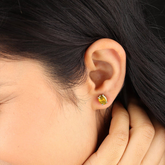 Sterling Silver Stud Earrings for Women by Akshat Sapphire 92.5 Silver Rhodium Plated S10023