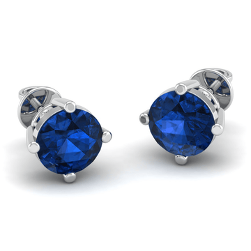 Akshat Sapphire Sterling Silver (92.5% purity) Precious Stud Earrings for Girls and Women Pure Silver Beautiful and Designer studs earring with cubic zirconia (AD) stones (8mm × 8mm)