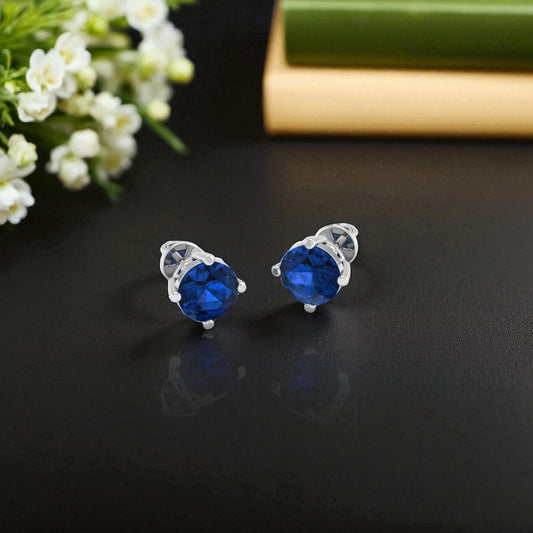 Pure Sterling Silver (92.5% purity)Precious, Beautiful and Designer Stud Earrings with cubic zirconia (AD) stones for Girls and Women
