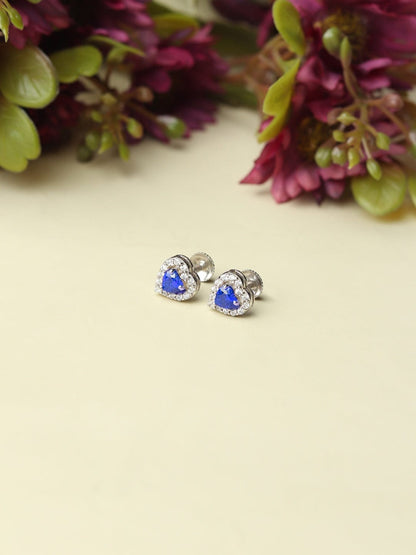 Pure Sterling Silver (92.5% purity)Precious, Beautiful and Designer Stud Earrings with cubic zirconia (AD) stones for Girls and Women