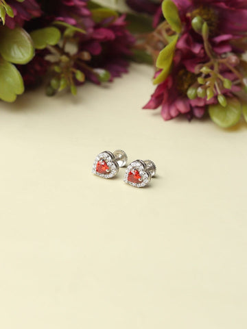 Akshat Sapphire Sterling Silver (92.5% purity) Precious Stud Earrings for Girls and Women Pure Silver Beautiful and Designer studs earring with cubic zirconia (AD) stones