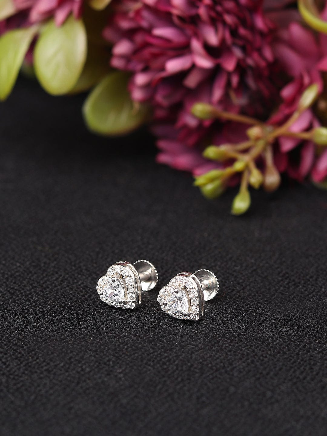 Pure Sterling Silver (92.5% purity)Precious, Beautiful and Designer Stud Earrings with cubic zirconia (AD) stones for Girls and Women