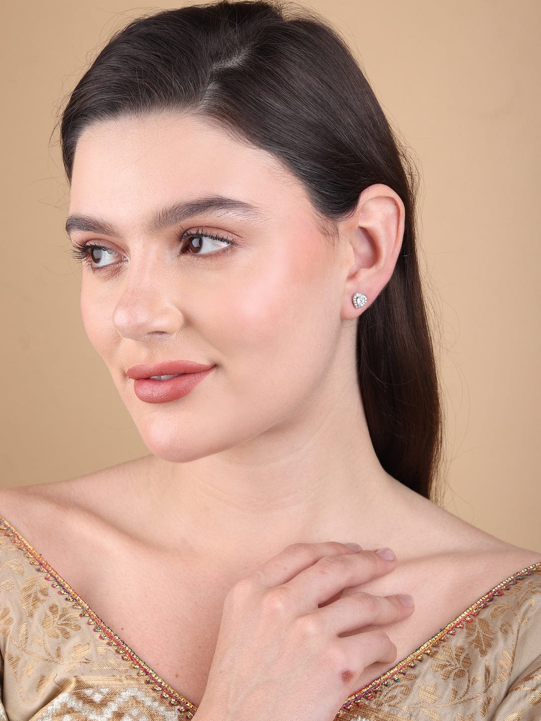 Pure Sterling Silver (92.5% purity)Precious, Beautiful and Designer Stud Earrings with cubic zirconia (AD) stones for Girls and Women