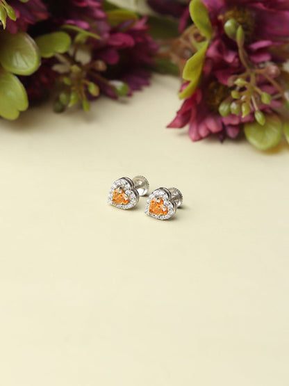 Pure Sterling Silver (92.5% purity)Precious, Beautiful and Designer Stud Earrings with cubic zirconia (AD) stones for Girls and Women