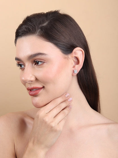 Pure Sterling Silver (92.5% purity)Precious, Beautiful and Designer Stud Earrings with cubic zirconia (AD) stones for Girls and Women