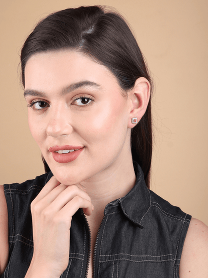 Pure Sterling Silver (92.5% purity)Precious, Beautiful and Designer Stud Earrings with cubic zirconia (AD) stones for Girls and Women
