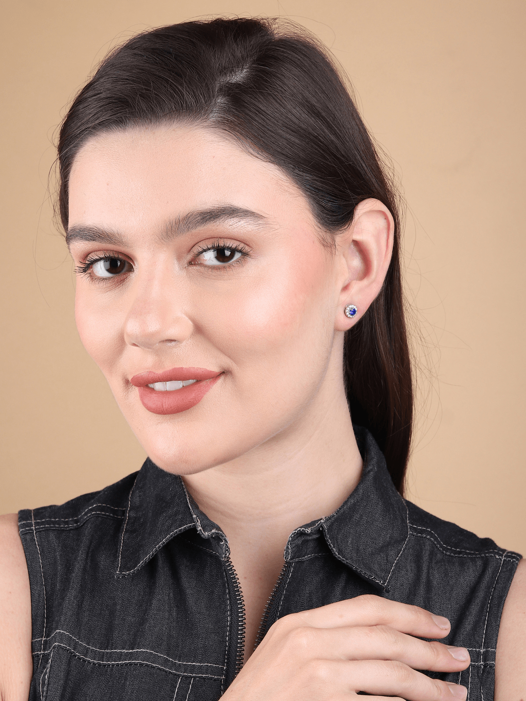 Pure Sterling Silver (92.5% purity)Precious, Beautiful and Designer Stud Earrings with cubic zirconia (AD) stones for Girls and Women