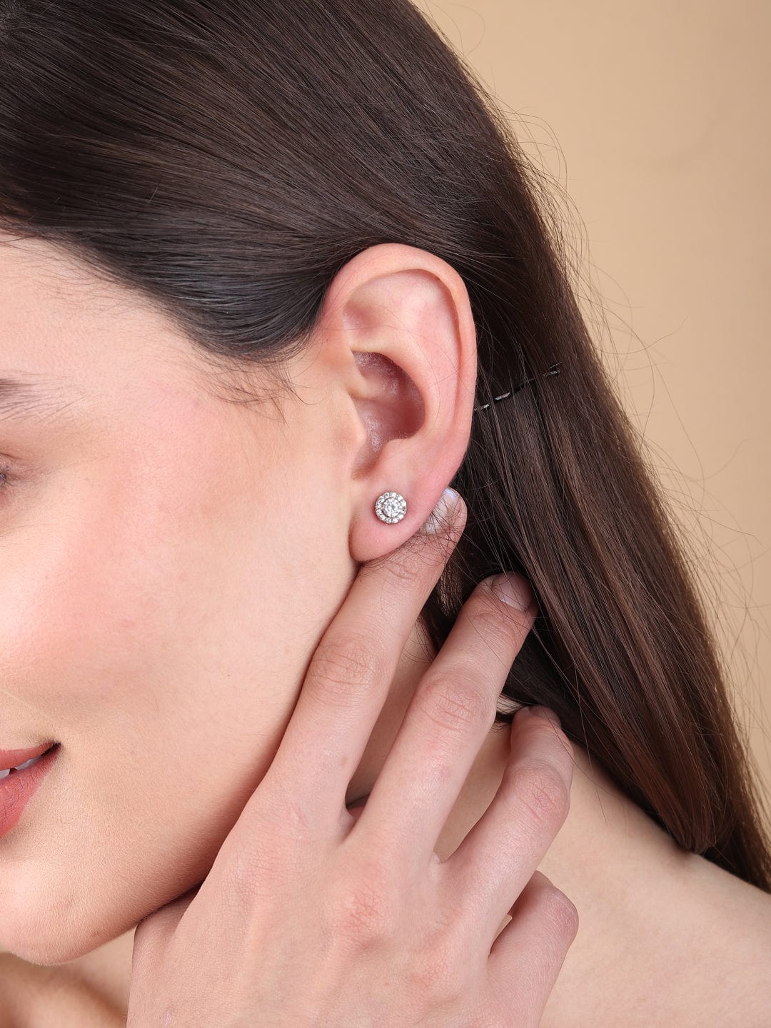 Pure Sterling Silver (92.5% purity)Precious, Beautiful and Designer Stud Earrings with cubic zirconia (AD) stones for Girls and Women