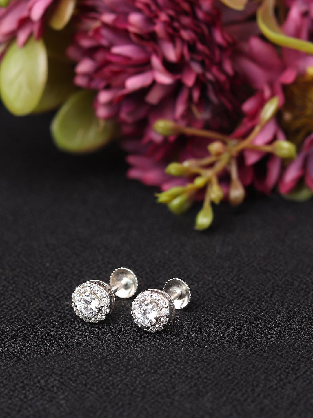 Pure Sterling Silver (92.5% purity)Precious, Beautiful and Designer Stud Earrings with cubic zirconia (AD) stones for Girls and Women