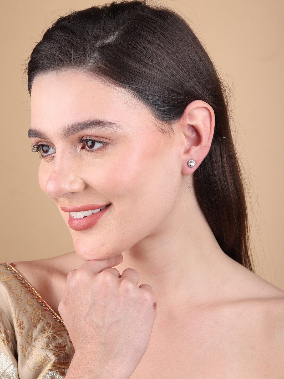 Pure Sterling Silver (92.5% purity)Precious, Beautiful and Designer Stud Earrings with cubic zirconia (AD) stones for Girls and Women