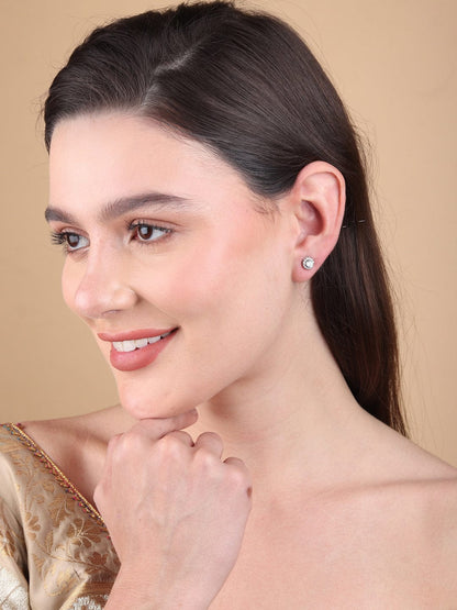 Pure Sterling Silver (92.5% purity)Precious, Beautiful and Designer Stud Earrings with cubic zirconia (AD) stones for Girls and Women