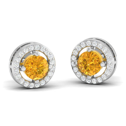 Pure Sterling Silver (92.5% purity)Precious, Beautiful and Designer Stud Earrings with cubic zirconia (AD) stones for Girls and Women