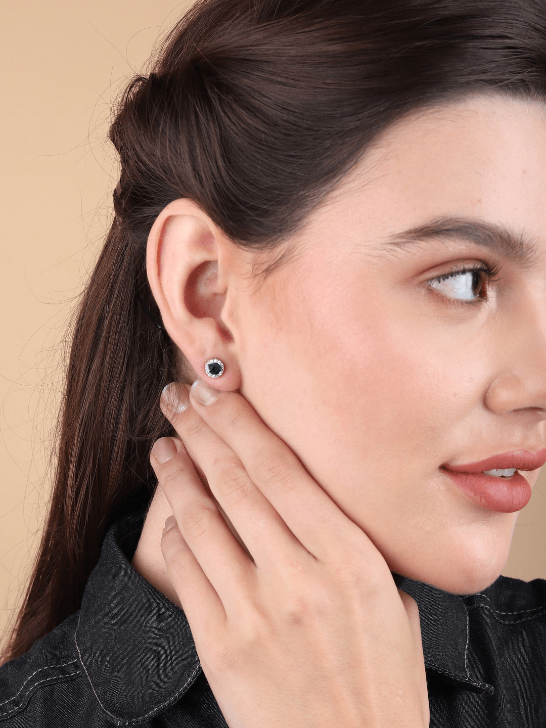 Sterling Silver Stud Earrings for Women by Akshat Sapphire 92.5 Silver Rhodium Plated S10036