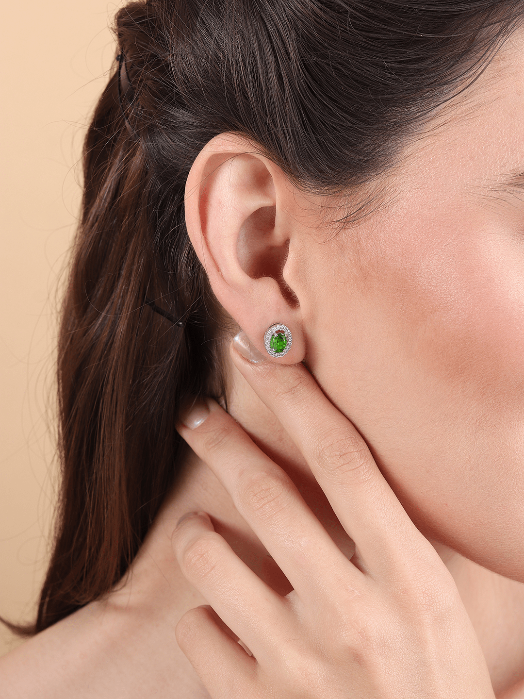 Sterling Silver Stud Earrings for Women by Akshat Sapphire 92.5 Silver Rhodium Plated S10037