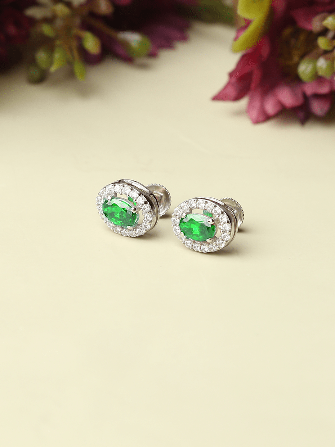 Pure Sterling Silver (92.5% purity)Precious, Beautiful and Designer Stud Earrings with cubic zirconia (AD) stones for Girls and Women