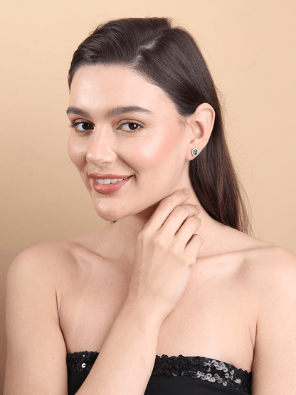 Pure Sterling Silver (92.5% purity)Precious, Beautiful and Designer Stud Earrings with cubic zirconia (AD) stones for Girls and Women