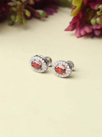 Pure Sterling Silver (92.5% purity)Precious, Beautiful and Designer Stud Earrings with cubic zirconia (AD) stones for Girls and Women