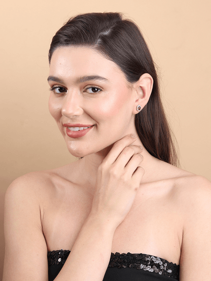 Pure Sterling Silver (92.5% purity)Precious, Beautiful and Designer Stud Earrings with cubic zirconia (AD) stones for Girls and Women