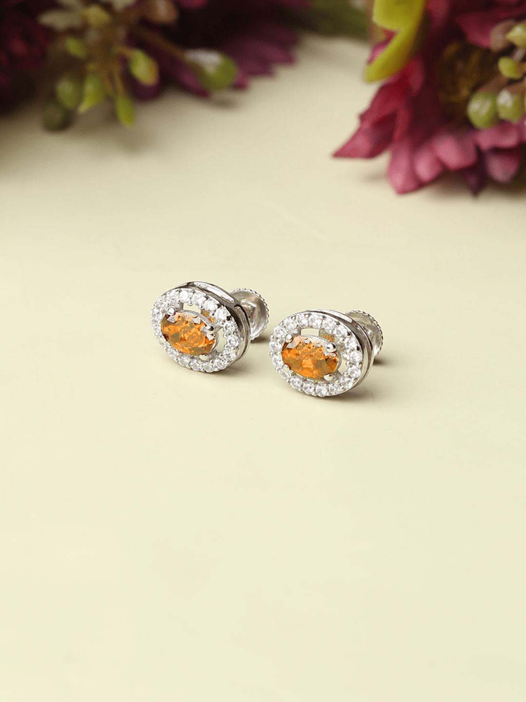 Pure Sterling Silver (92.5% purity)Precious, Beautiful and Designer Stud Earrings with cubic zirconia (AD) stones for Girls and Women
