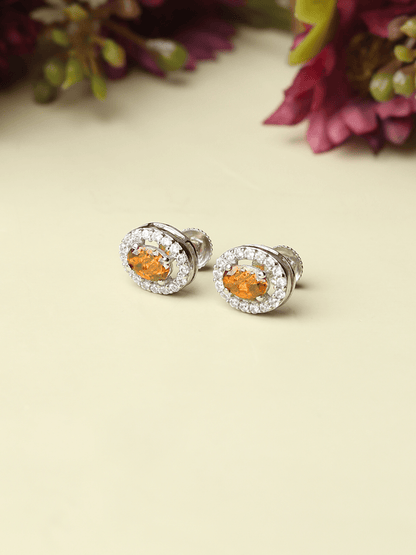 Pure Sterling Silver (92.5% purity)Precious, Beautiful and Designer Stud Earrings with cubic zirconia (AD) stones for Girls and Women