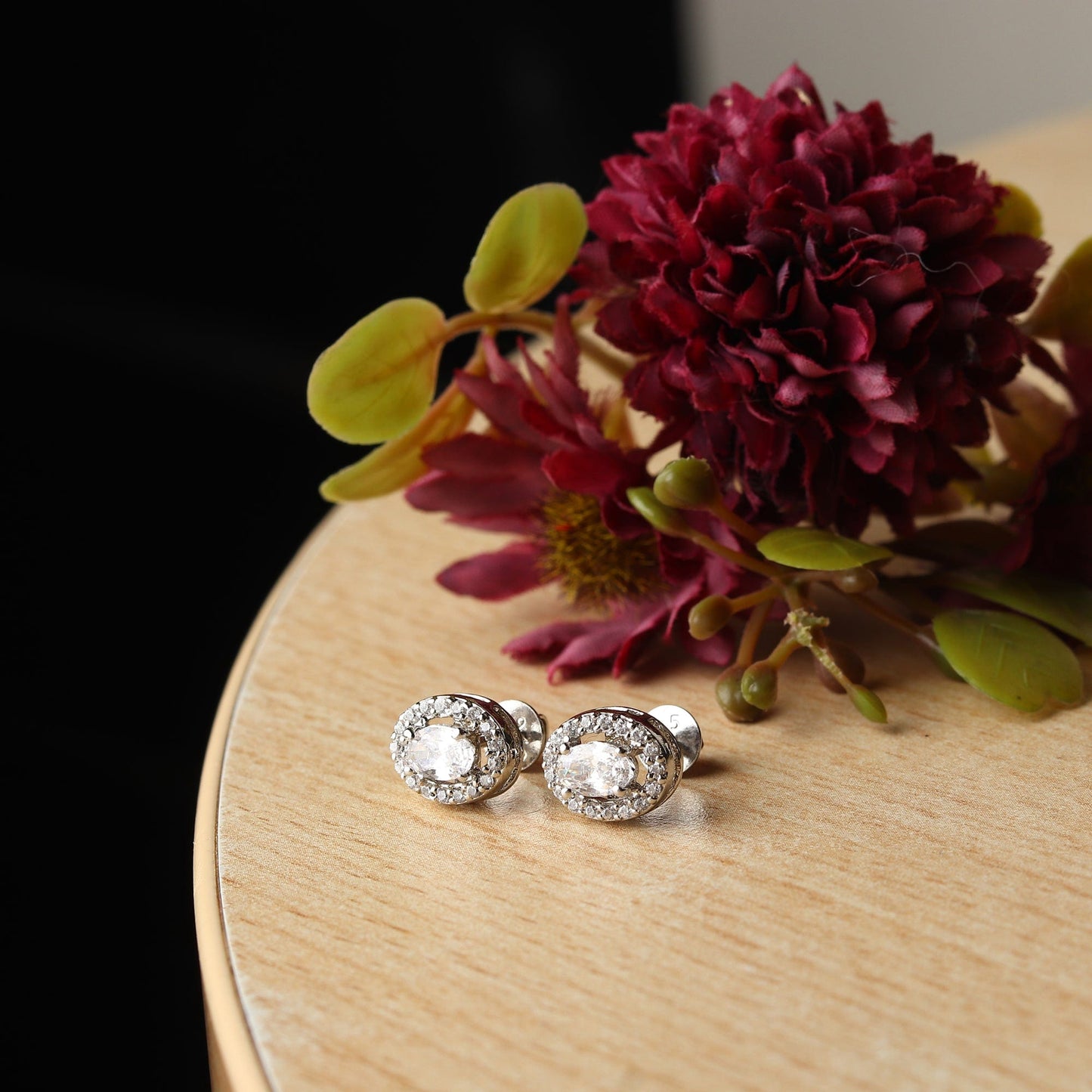 Pure Sterling Silver (92.5% purity)Precious, Beautiful and Designer Stud Earrings with cubic zirconia (AD) stones for Girls and Women