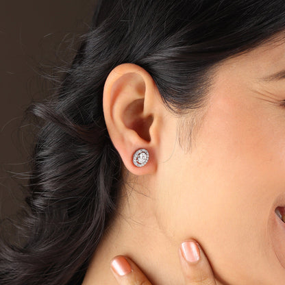 Pure Sterling Silver (92.5% purity)Precious, Beautiful and Designer Stud Earrings with cubic zirconia (AD) stones for Girls and Women