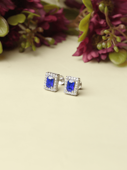 Pure Sterling Silver (92.5% purity)Precious, Beautiful and Designer Stud Earrings with cubic zirconia (AD) stones for Girls and Women