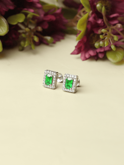 Pure Sterling Silver (92.5% purity)Precious, Beautiful and Designer Stud Earrings with cubic zirconia (AD) stones for Girls and Women