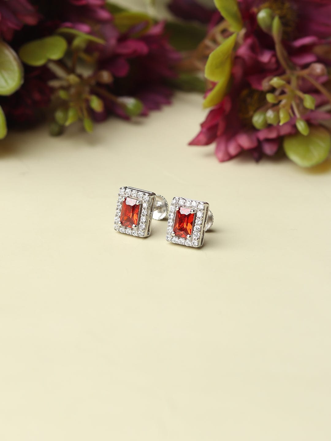 Pure Sterling Silver (92.5% purity)Precious, Beautiful and Designer Stud Earrings with cubic zirconia (AD) stones for Girls and Women