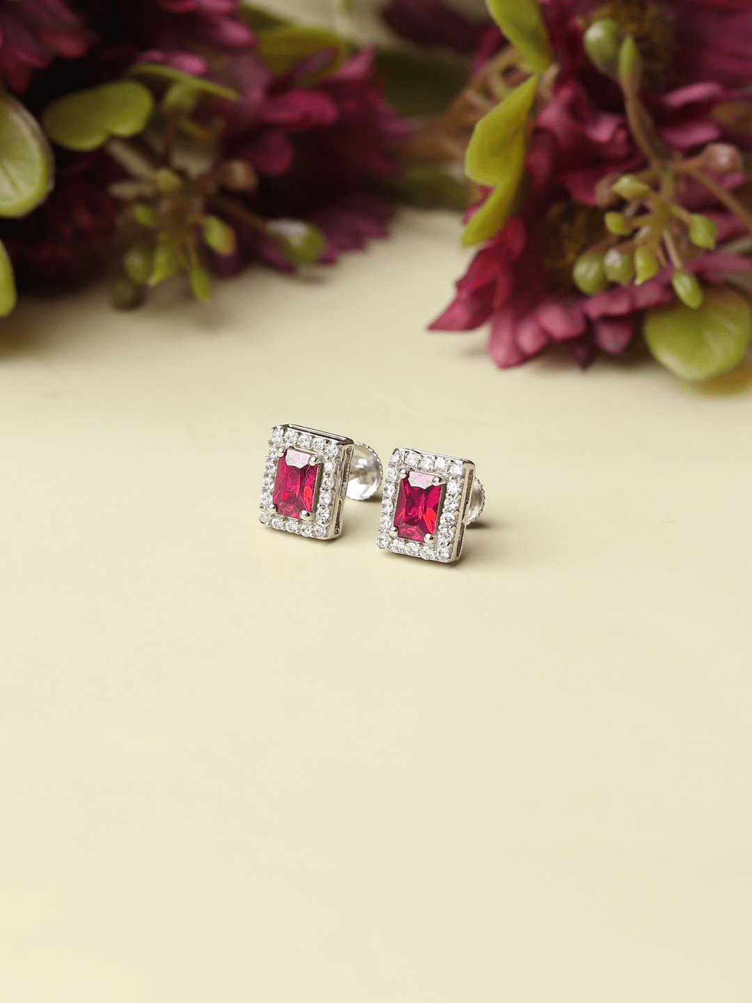 Pure Sterling Silver (92.5% purity)Precious, Beautiful and Designer Stud Earrings with cubic zirconia (AD) stones for Girls and Women