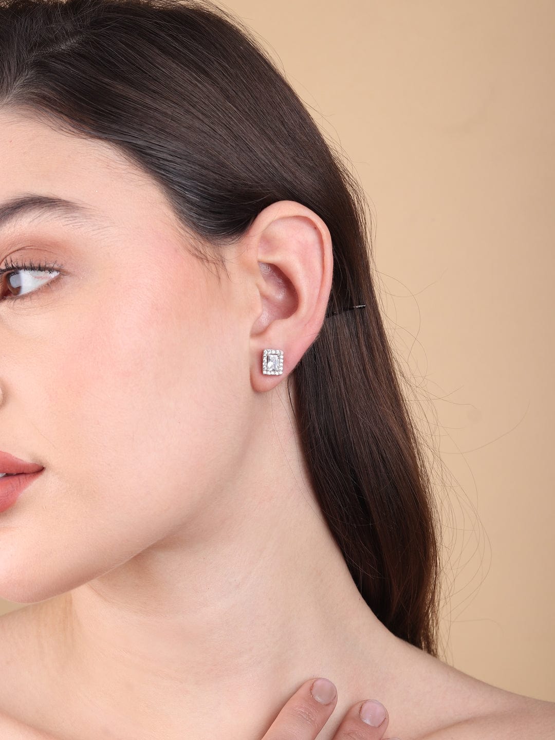 Pure Sterling Silver (92.5% purity)Precious, Beautiful and Designer Stud Earrings with cubic zirconia (AD) stones for Girls and Women