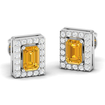 Akshat Sapphire Sterling Silver (92.5% purity) Precious Stud Earrings for Girls and Women Pure Silver Beautiful and Designer studs earring with cubic zirconia (AD) stones (9.70mm × 7.94mm)