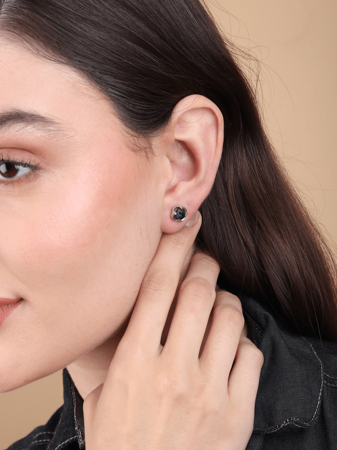 Sterling Silver Stud Earrings for Women by Akshat Sapphire 92.5 Silver Rhodium Plated S10081