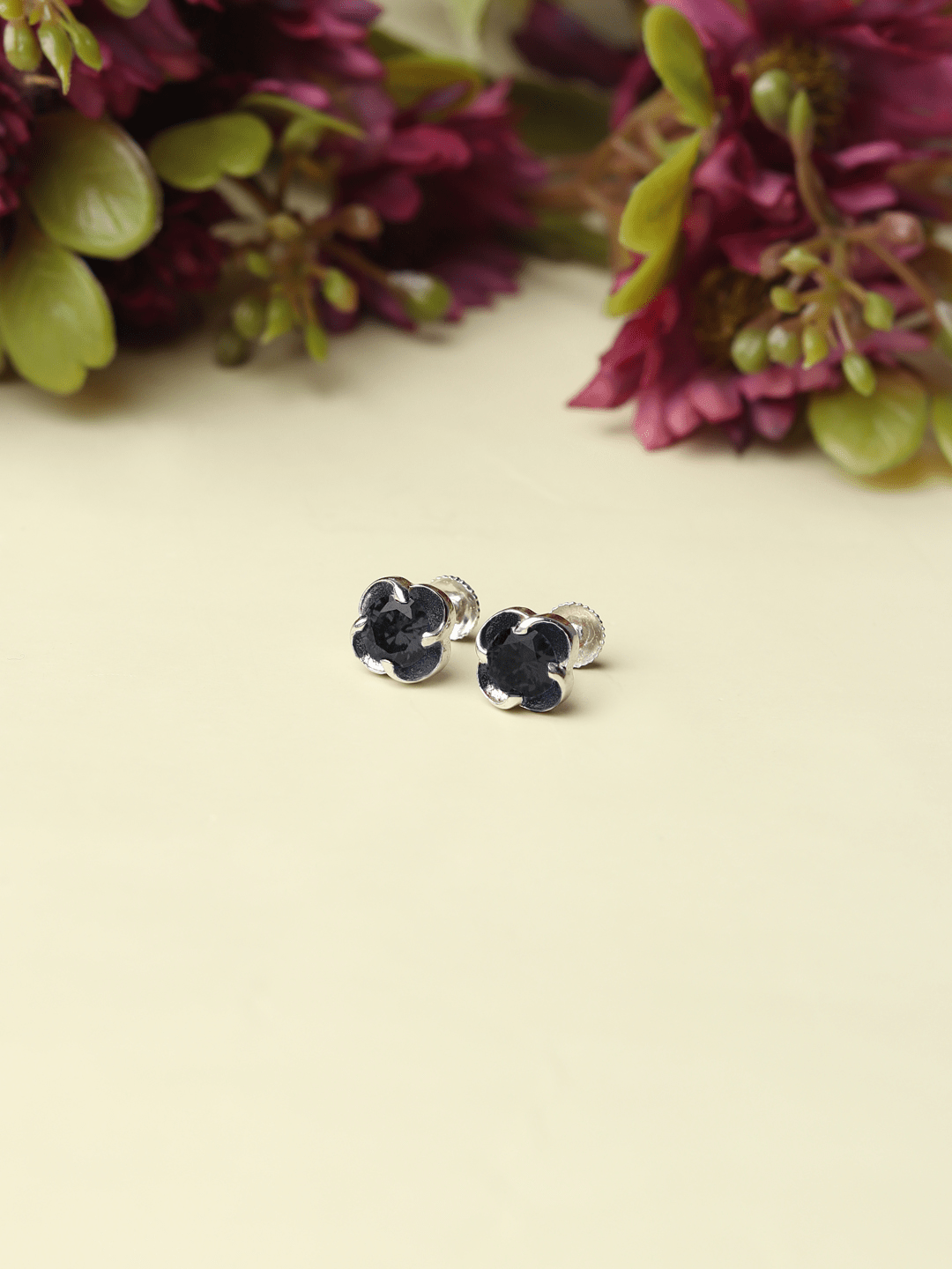 Akshat Sapphire Sterling Silver (92.5% purity) Precious Stud Earrings for Girls and Women Pure Silver Beautiful and Designer studs earring with cubic zirconia (AD) stones (9.14mm × 9.14mm)