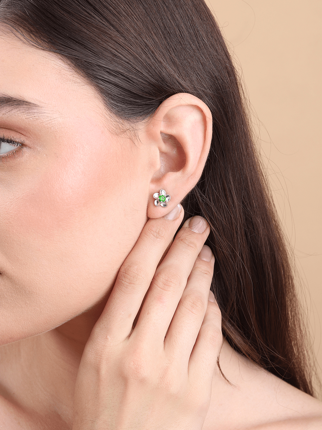 Sterling Silver Stud Earrings for Women by Akshat Sapphire 92.5 Silver Rhodium Plated S10082