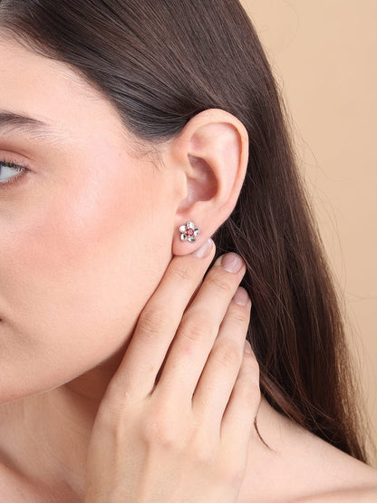 Pure Sterling Silver (92.5% purity)Precious, Beautiful and Designer Stud Earrings with cubic zirconia (AD) stones for Girls and Women
