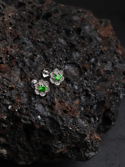 Pure Sterling Silver (92.5% purity)Precious, Beautiful and Designer Stud Earrings with cubic zirconia (AD) stones for Girls and Women