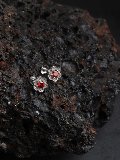 Pure Sterling Silver (92.5% purity)Precious, Beautiful and Designer Stud Earrings with cubic zirconia (AD) stones for Girls and Women