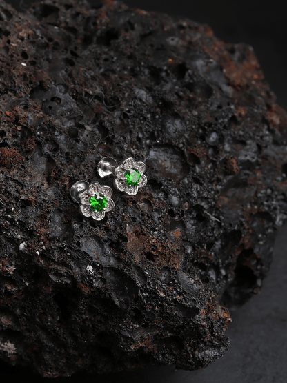 Pure Sterling Silver (92.5% purity)Precious, Beautiful and Designer Stud Earrings with cubic zirconia (AD) stones for Girls and Women